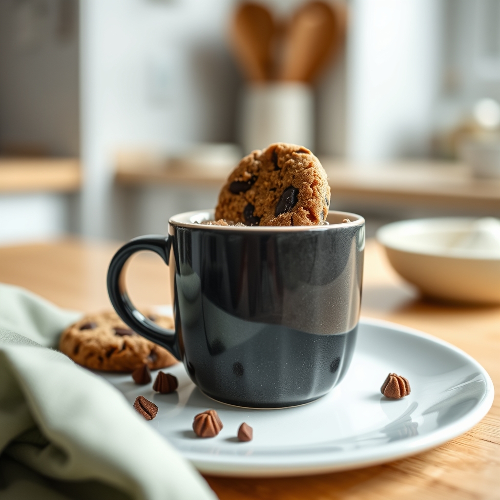 Gourmandise réconfortante préparez cookies dans — faire mug cake