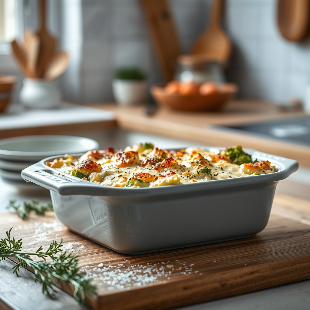 Gratin brocolis-jambon express en 10 minutes — Réconfort hivernal gratin broc
